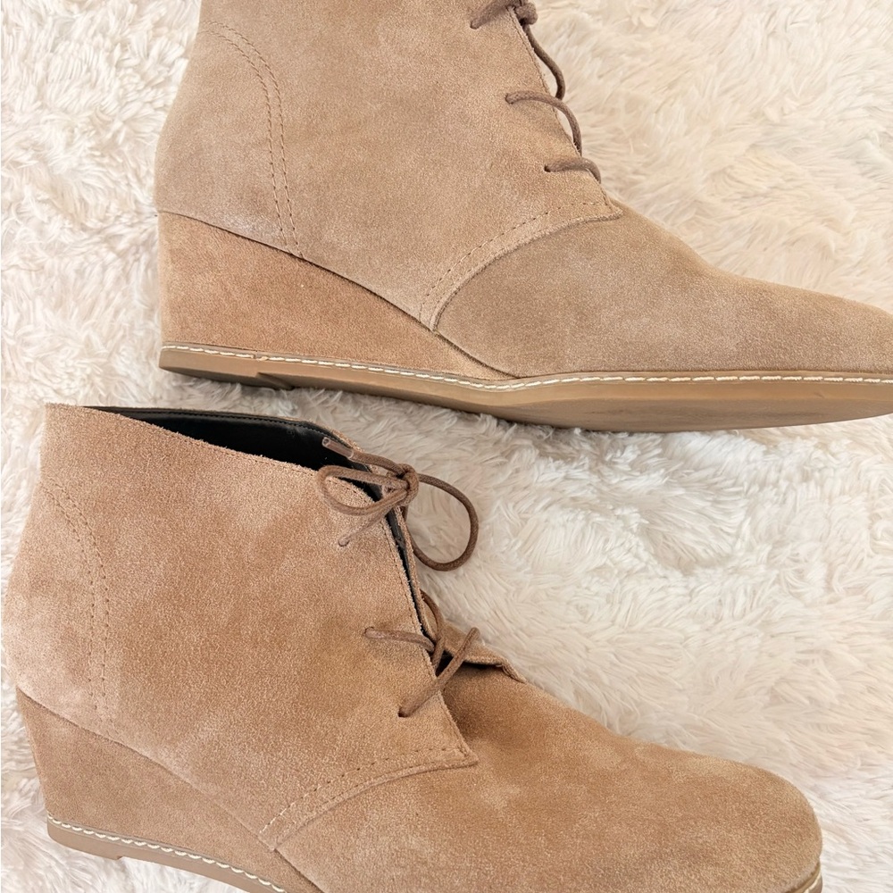Michael Shannon Tan Wedge Shoes with Suede Finish